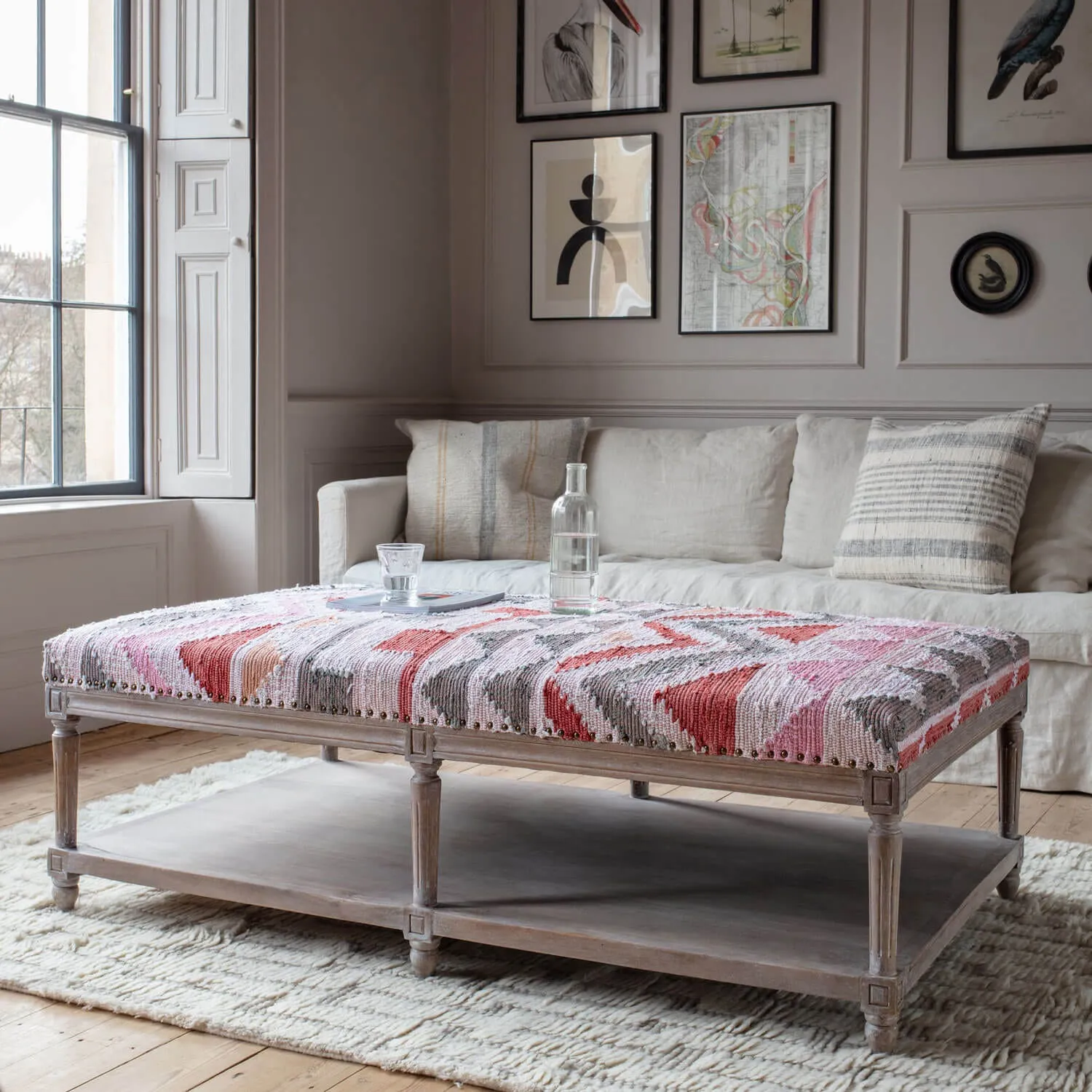 Chindi Rag Rug Coffee Table with Storage