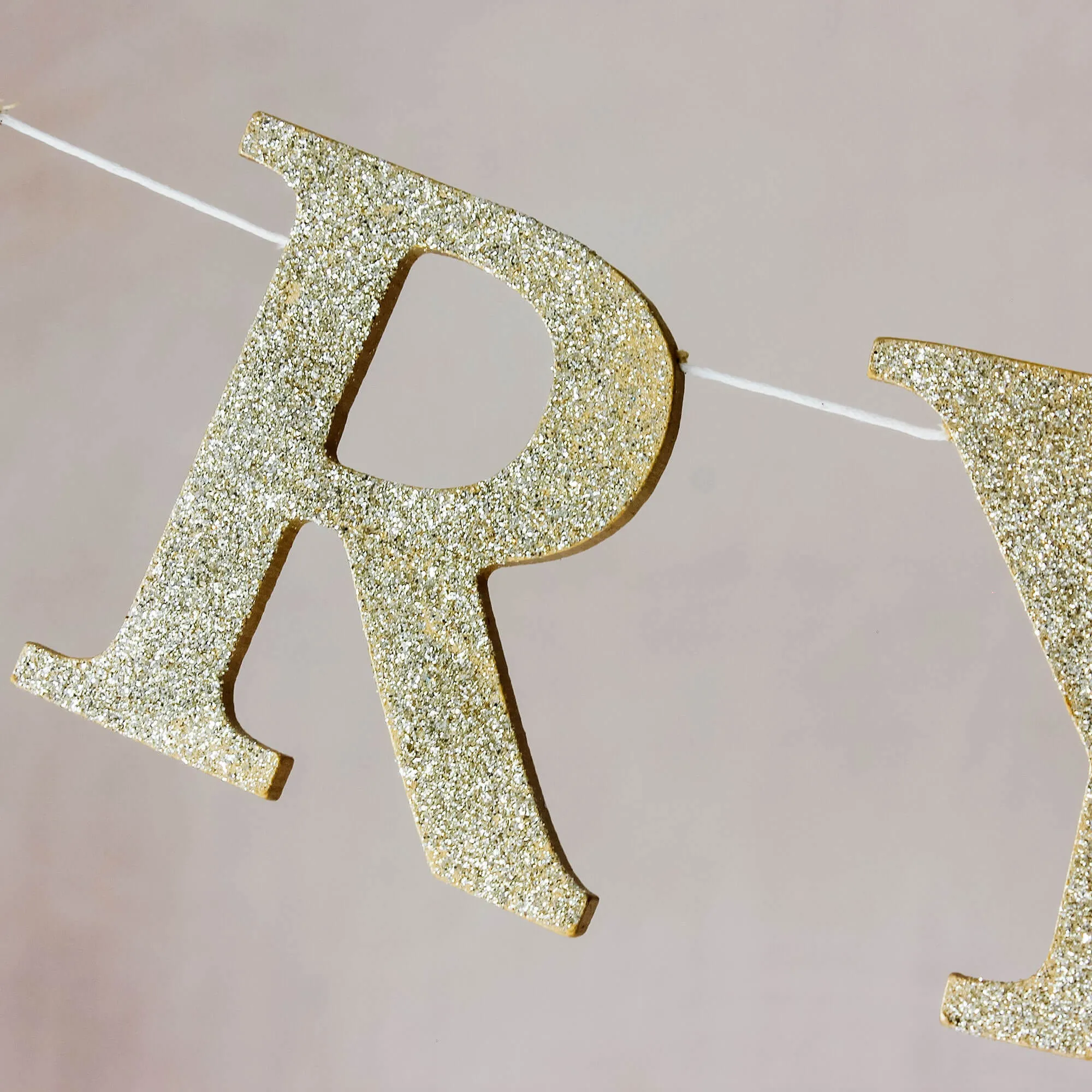 Christmas Garland - Gold Glitter, MDF Wood