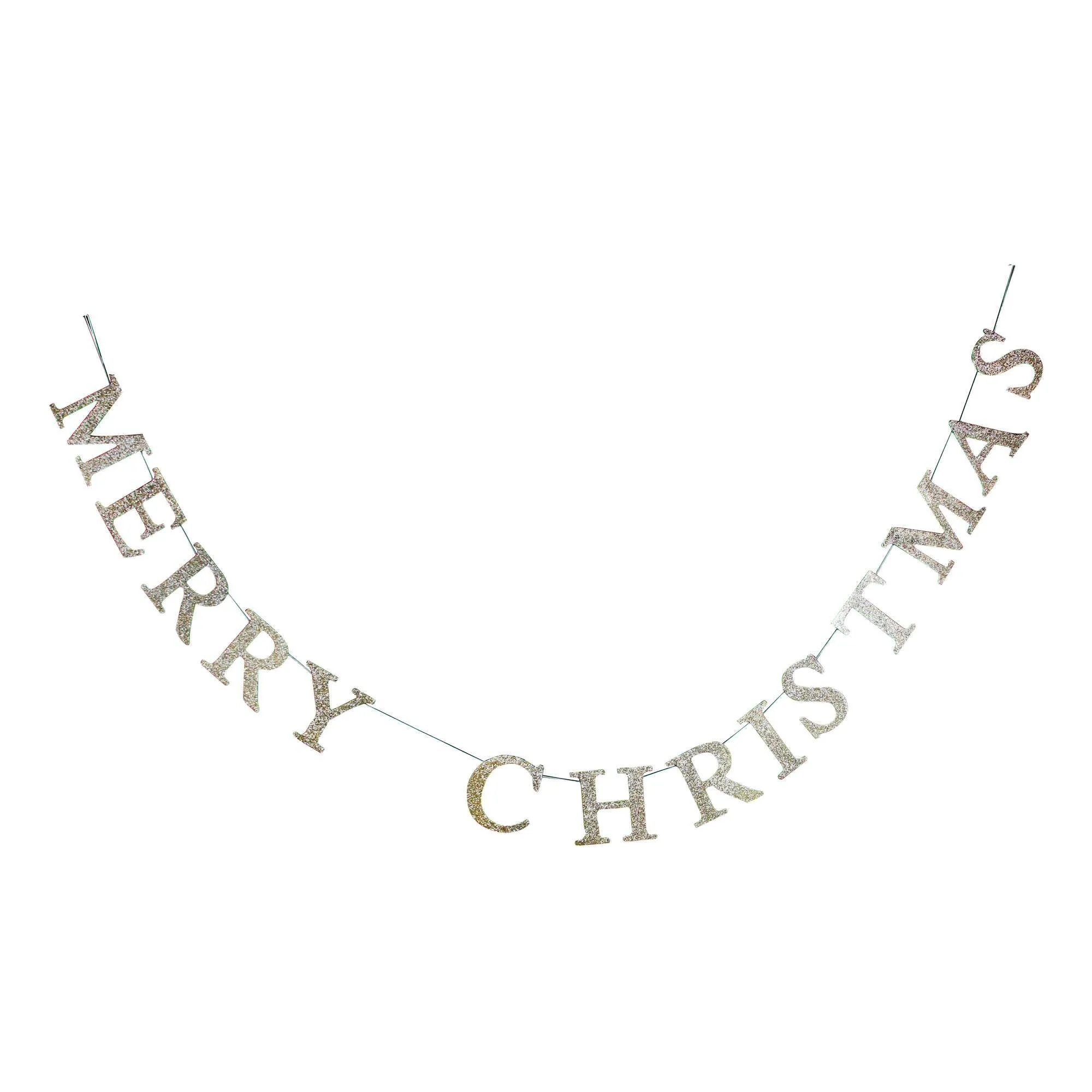 Christmas Garland - Gold Glitter, MDF Wood