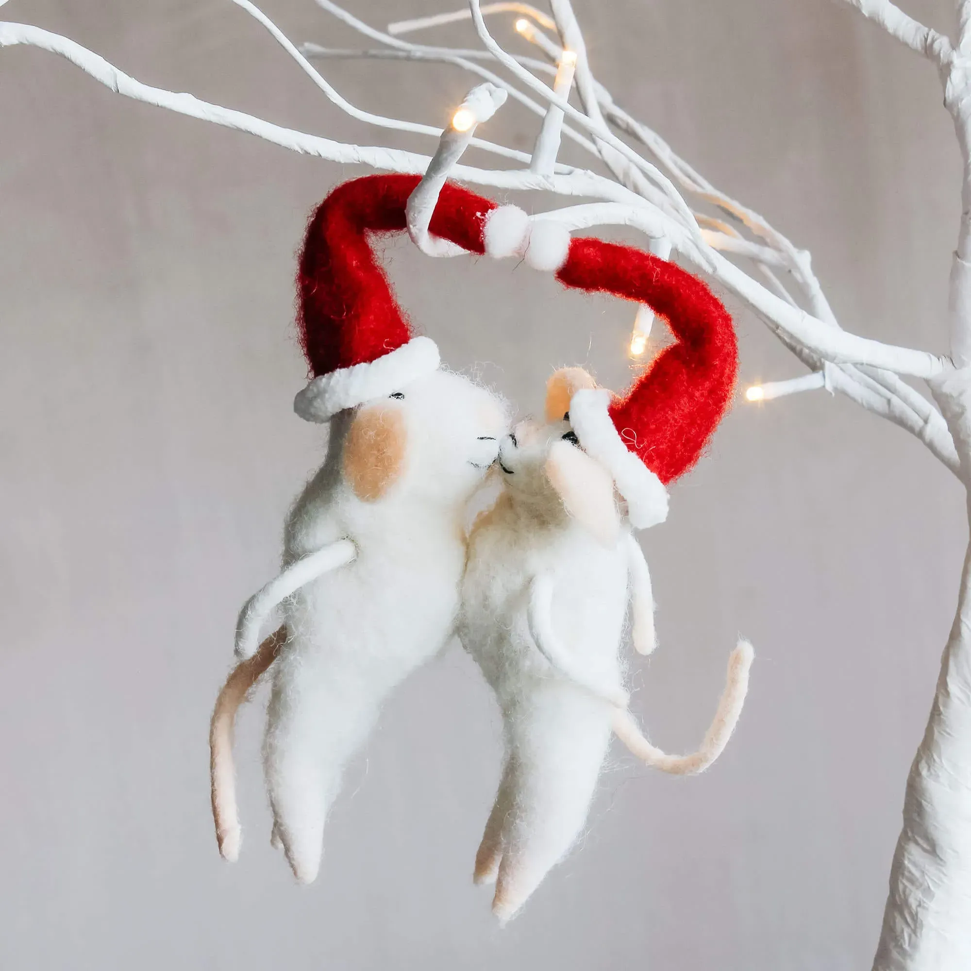 Christmas Kissing Mice Tree Decoration - Multi-Color, Foam image