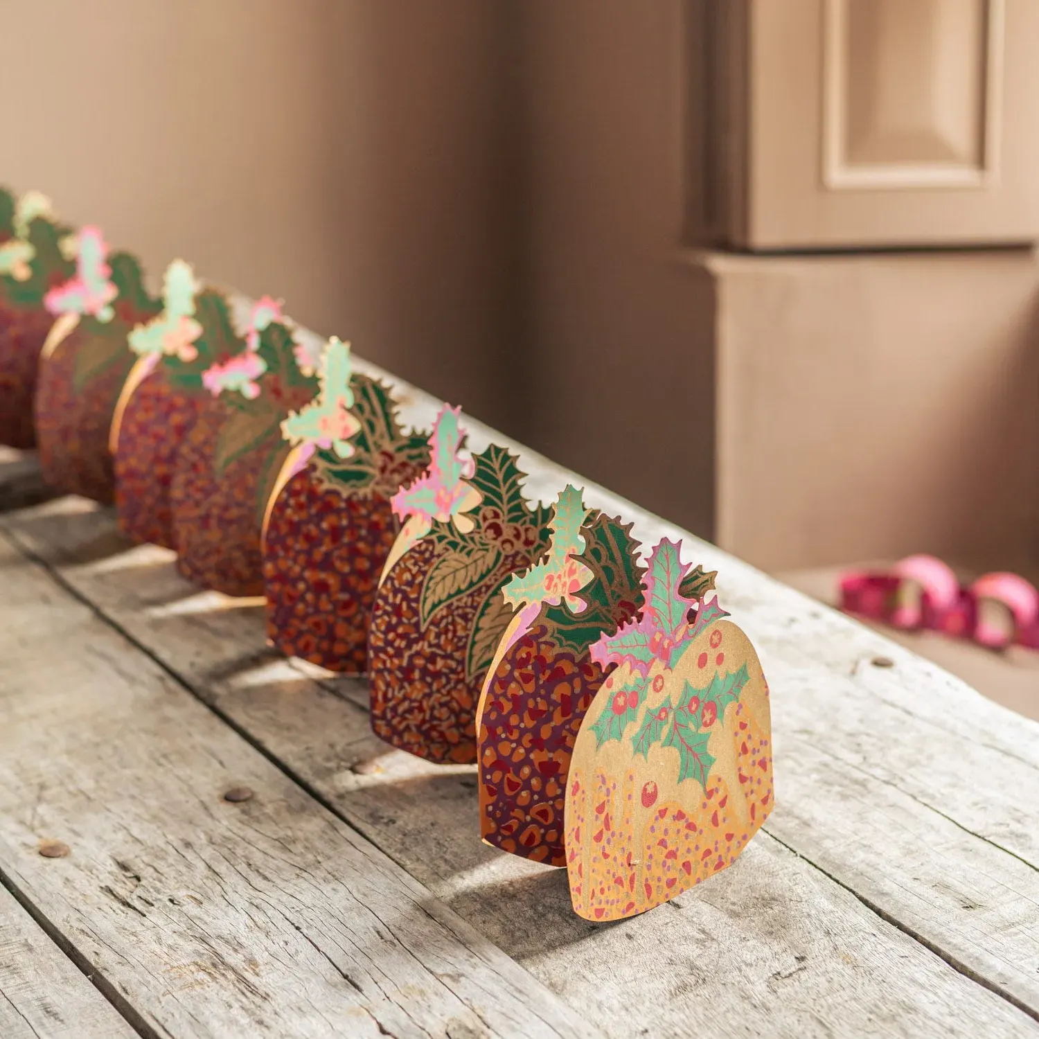 Christmas Pudding Concertina Decoration - Recycled Paper image