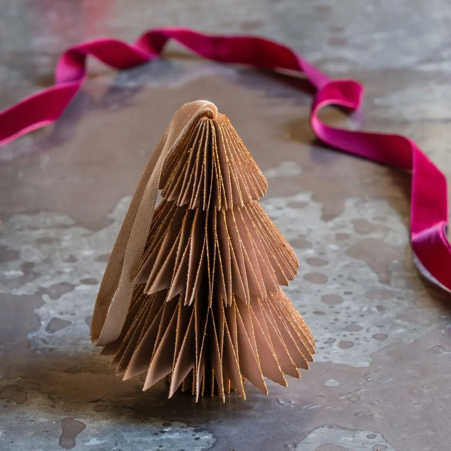 Christmas Tree Honeycomb Decoration - Champagne, Paper