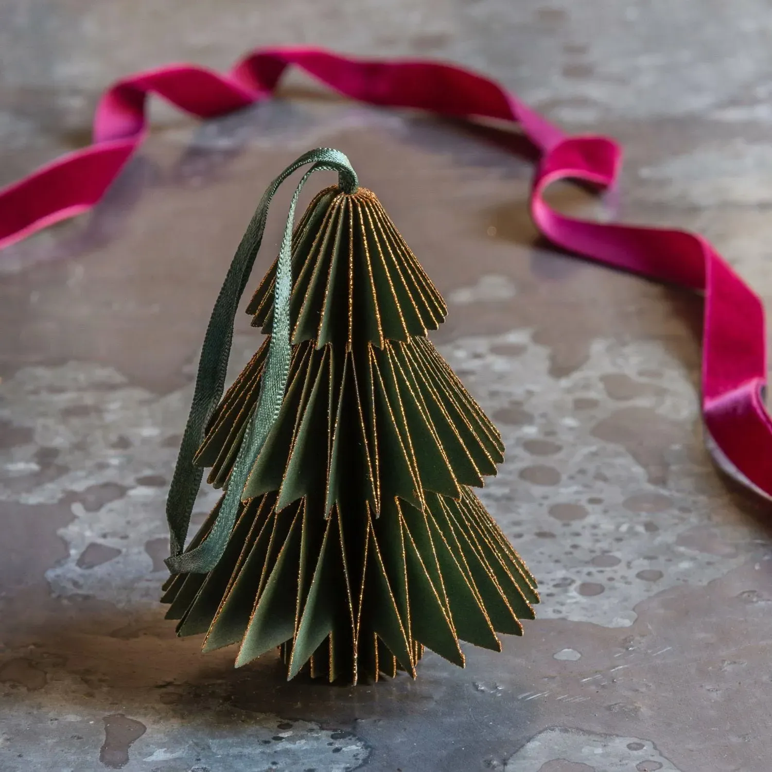 Christmas Tree Honeycomb Decoration - Red, Paper