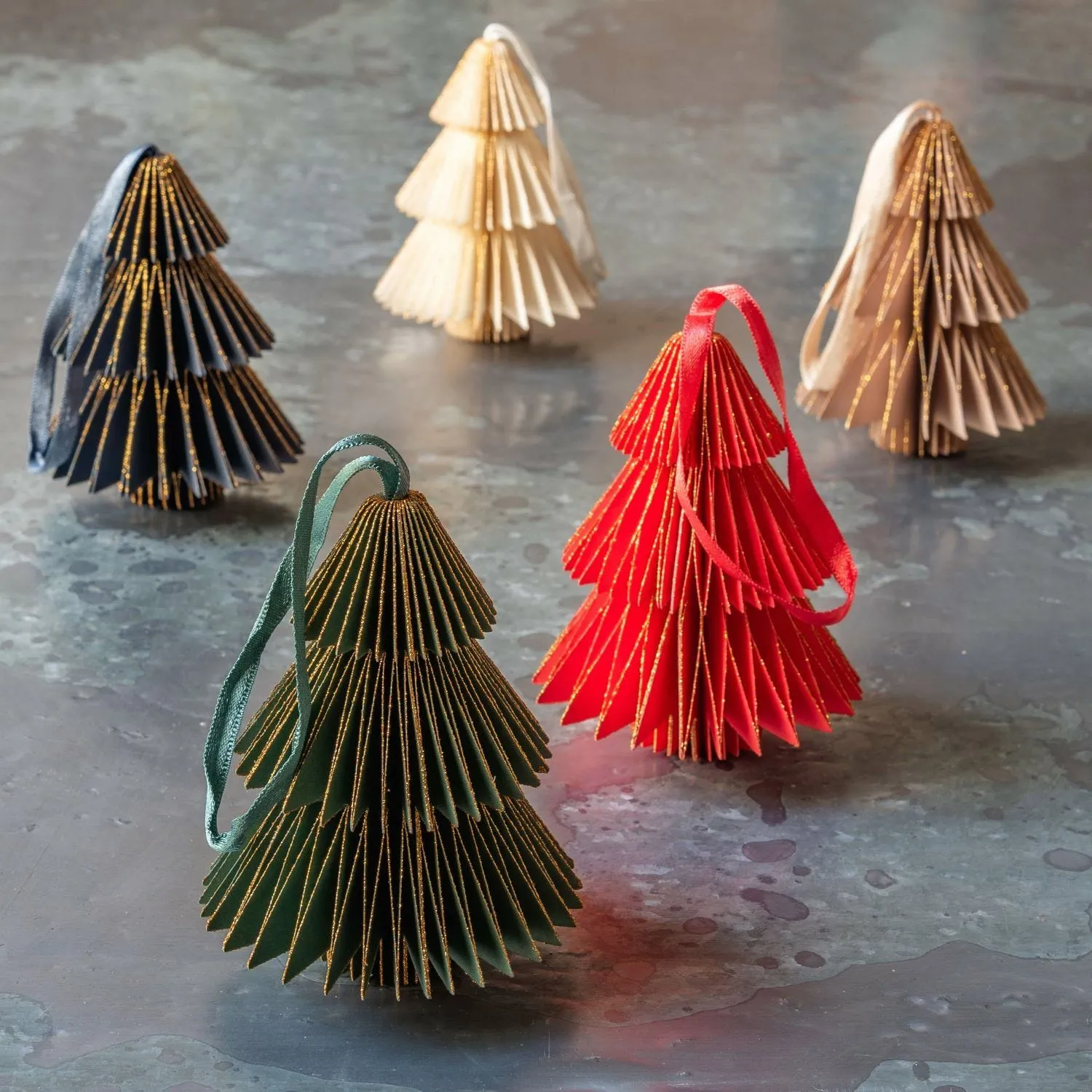 Christmas Tree Honeycomb Decoration - Red, Paper