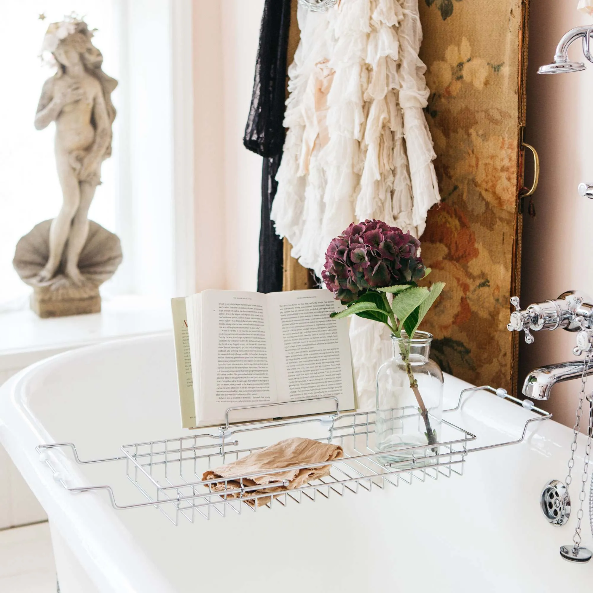 Chrome Bath Caddy with Stand - Chrome