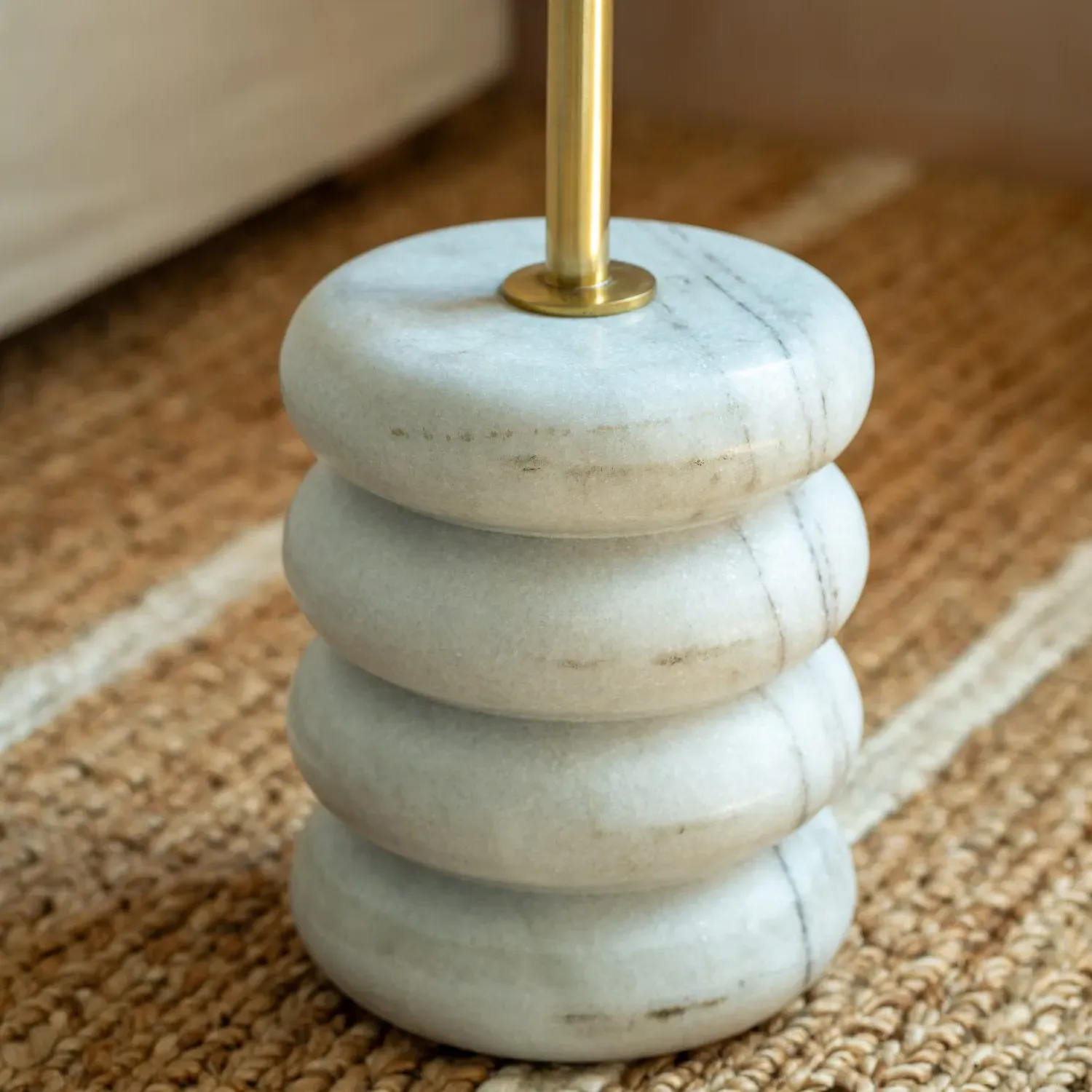 Circinus Round Side Table - White, Marble