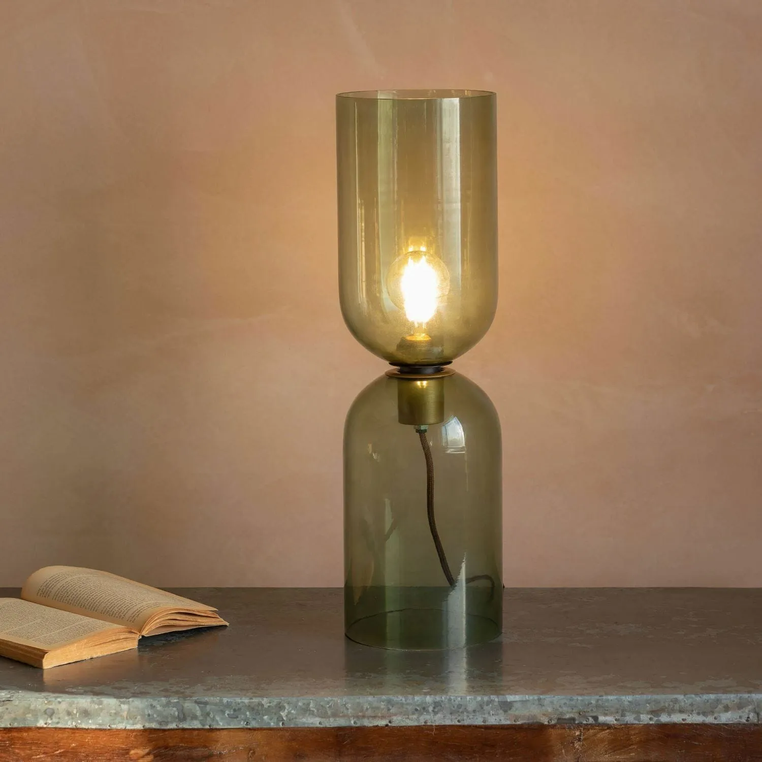 Clarence Large Table Lamp - Green, Glass