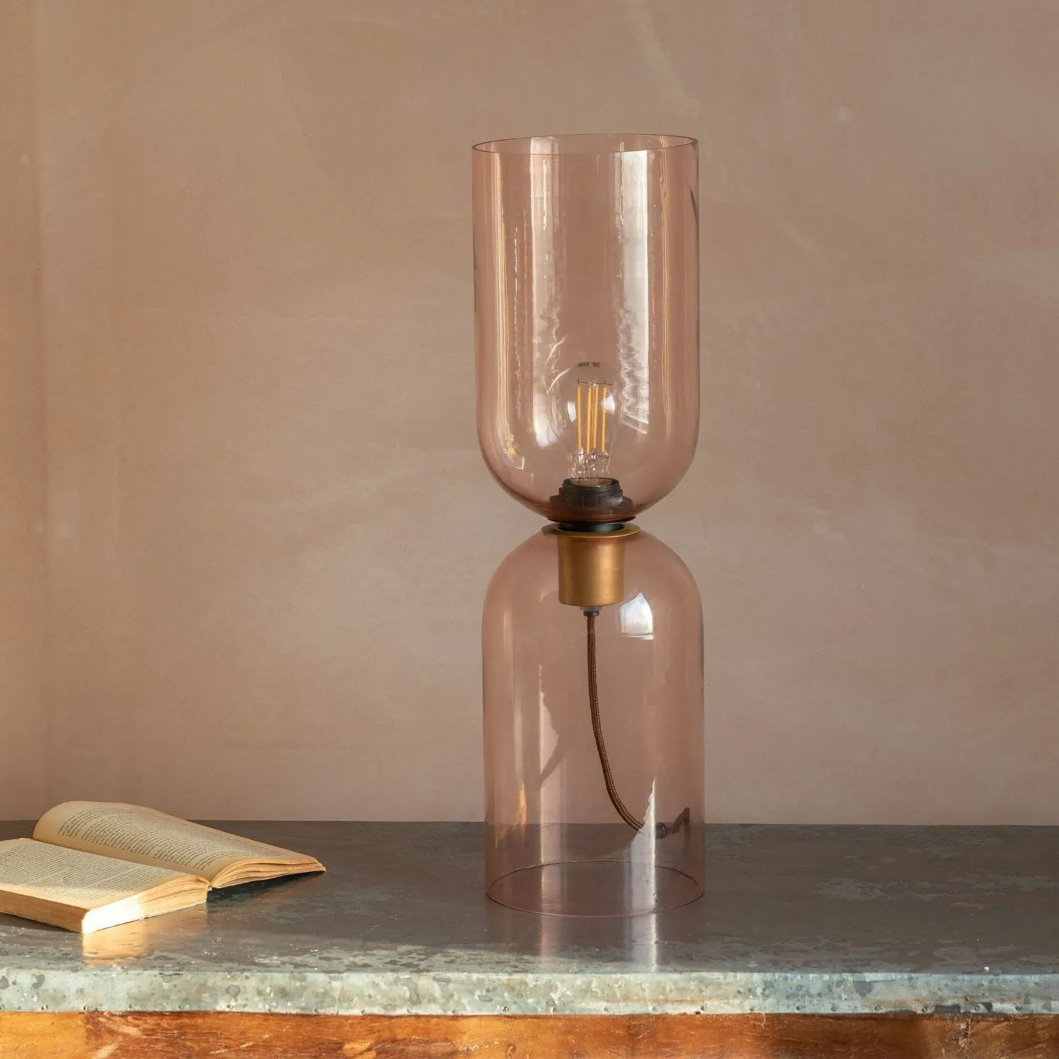 Clarence Large Table Lamp - Rose, Glass