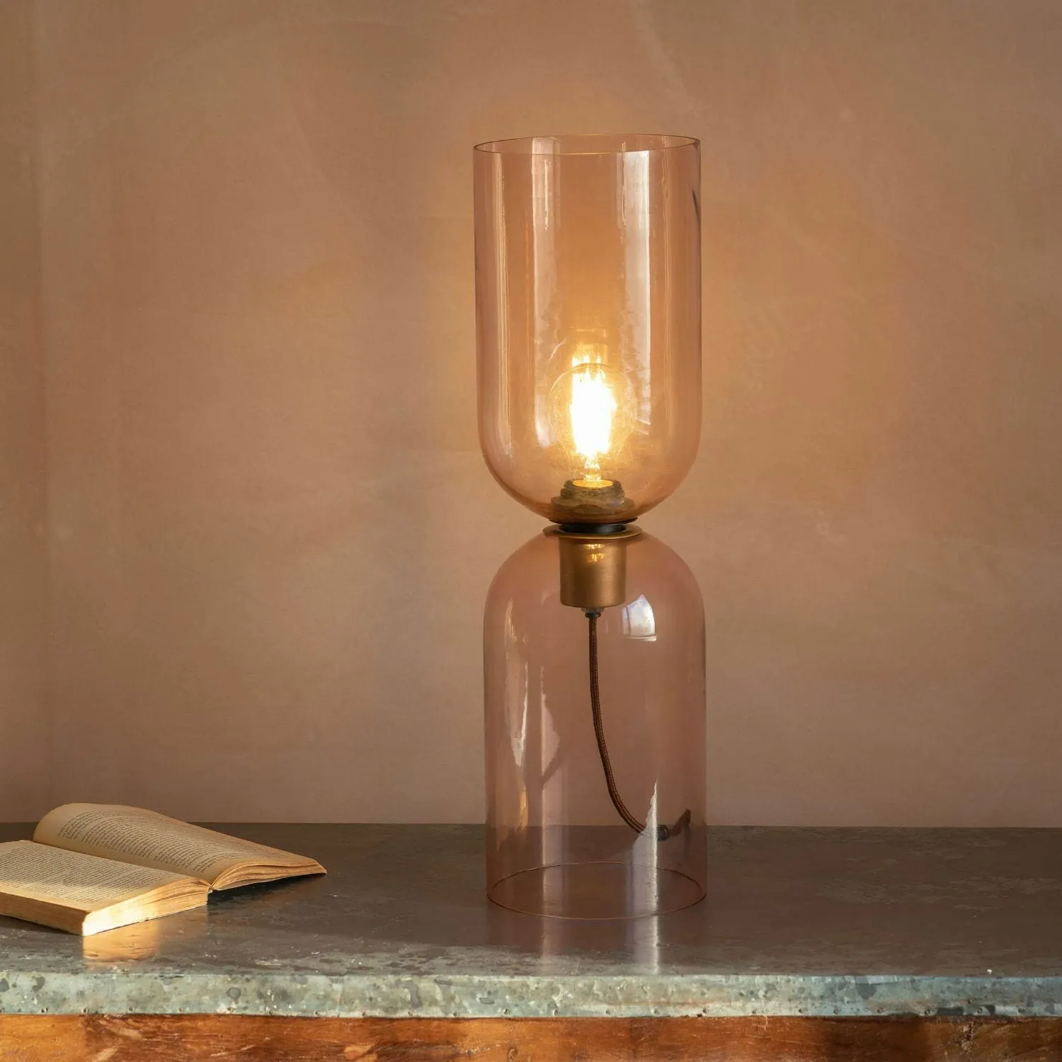 Clarence Large Table Lamp - Rose, Glass