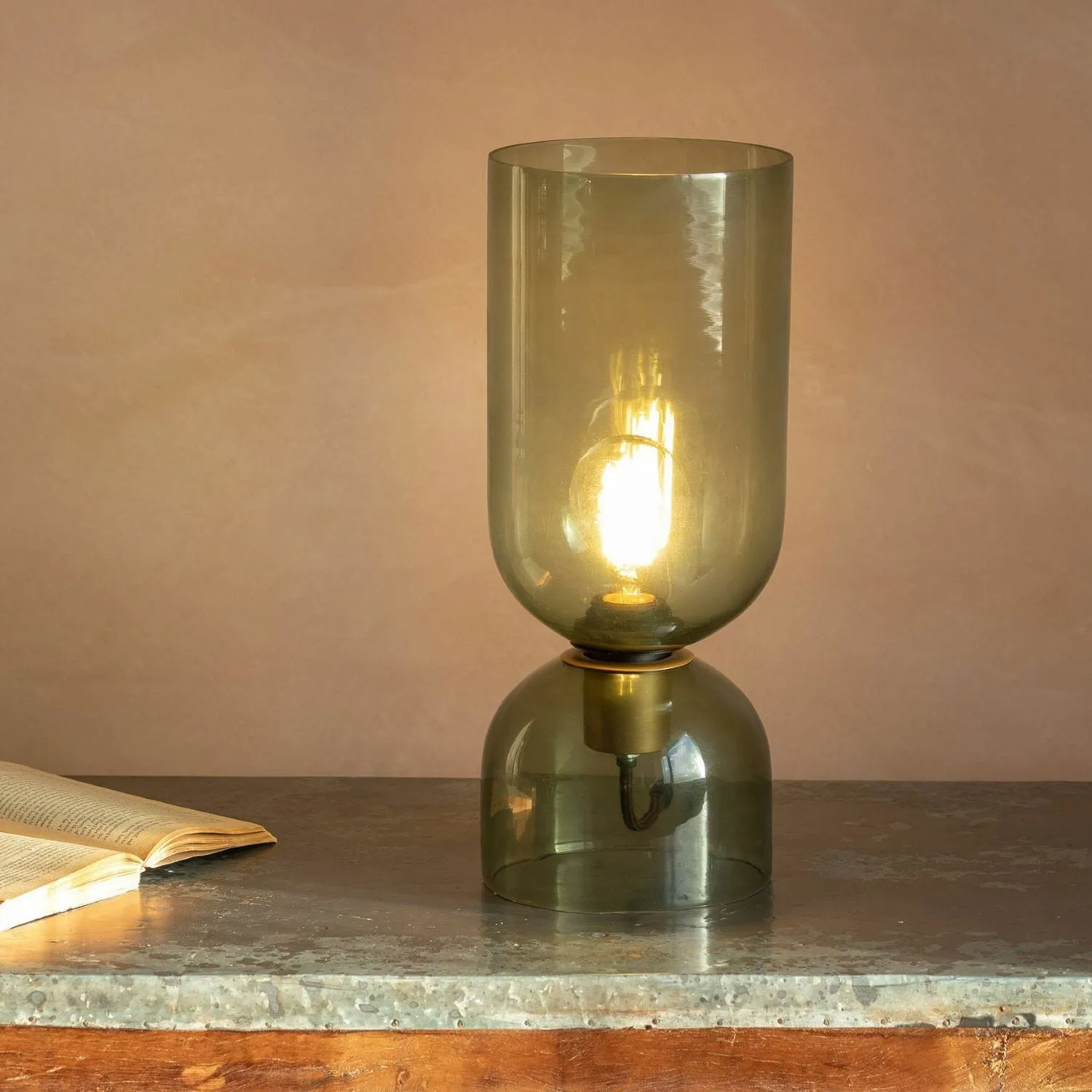 Clarence Small Table Lamp - Green, Glass