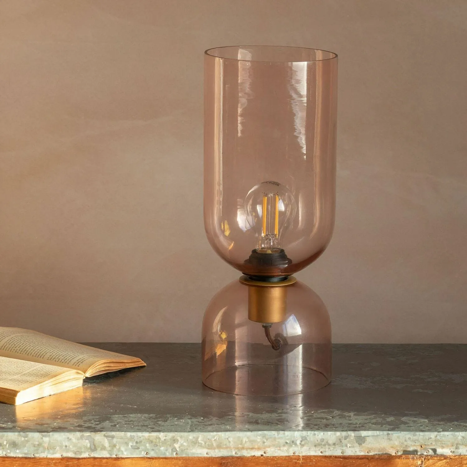 Clarence Small Table Lamp - Rose, Glass