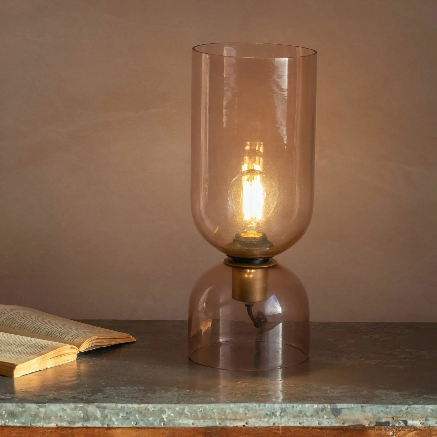 Clarence Small Table Lamp - Rose, Glass