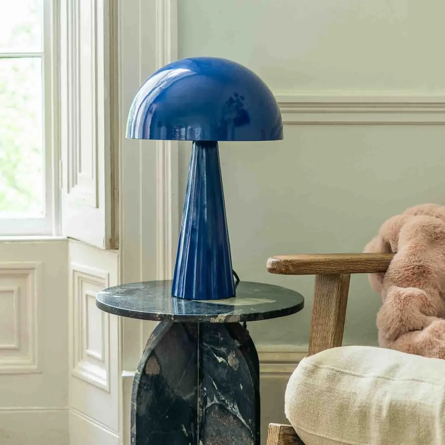Claudia Domed Table Lamp - Blue, Iron image