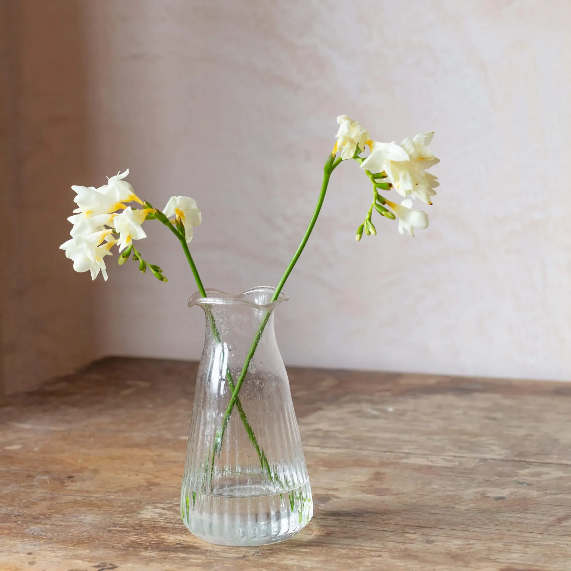 Clear Fluted Glass Vase - Clear