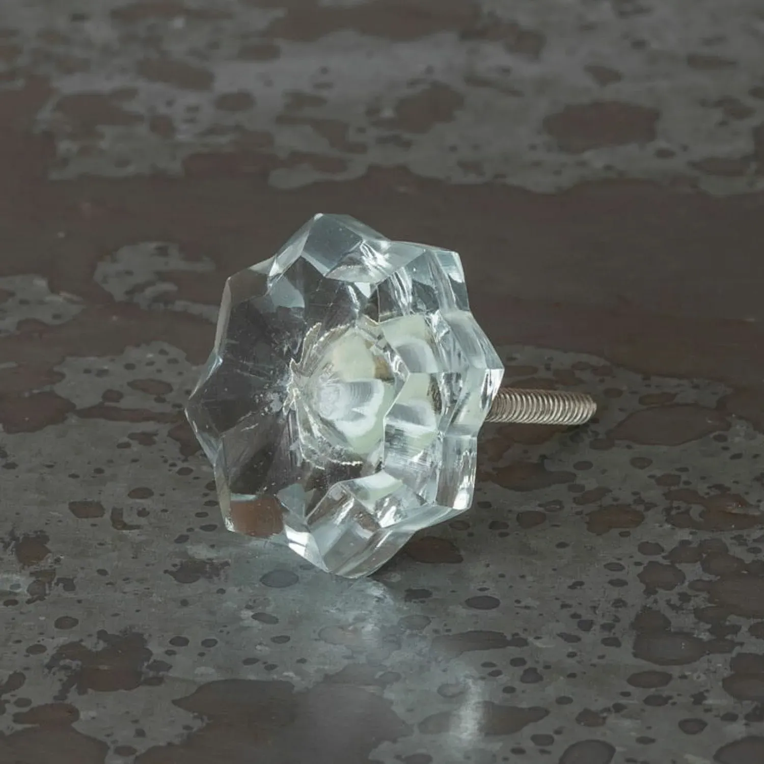 Clear Glass Floral Drawer Knob - Clear, Glass