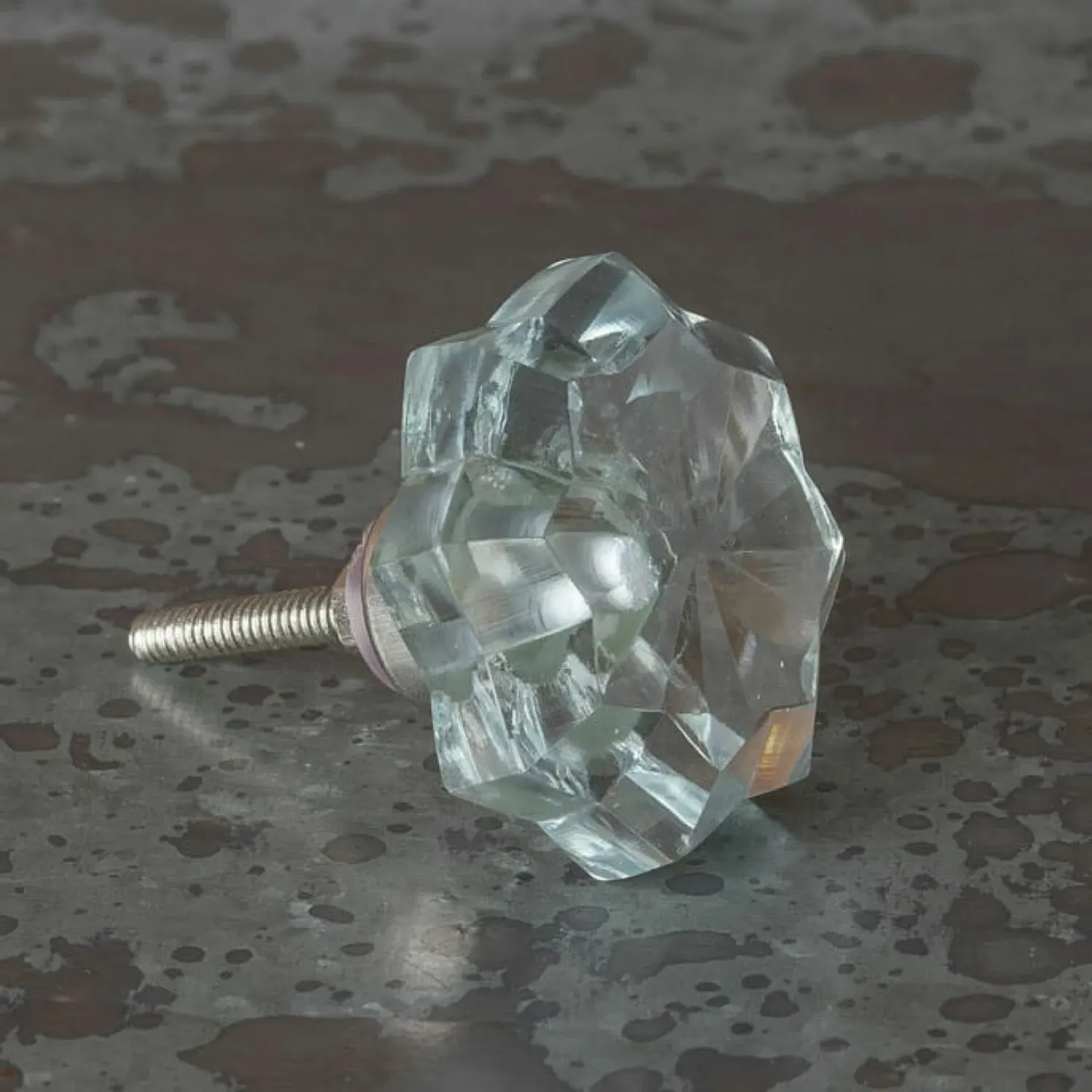 Clear Glass Floral Drawer Knob - Clear, Glass image