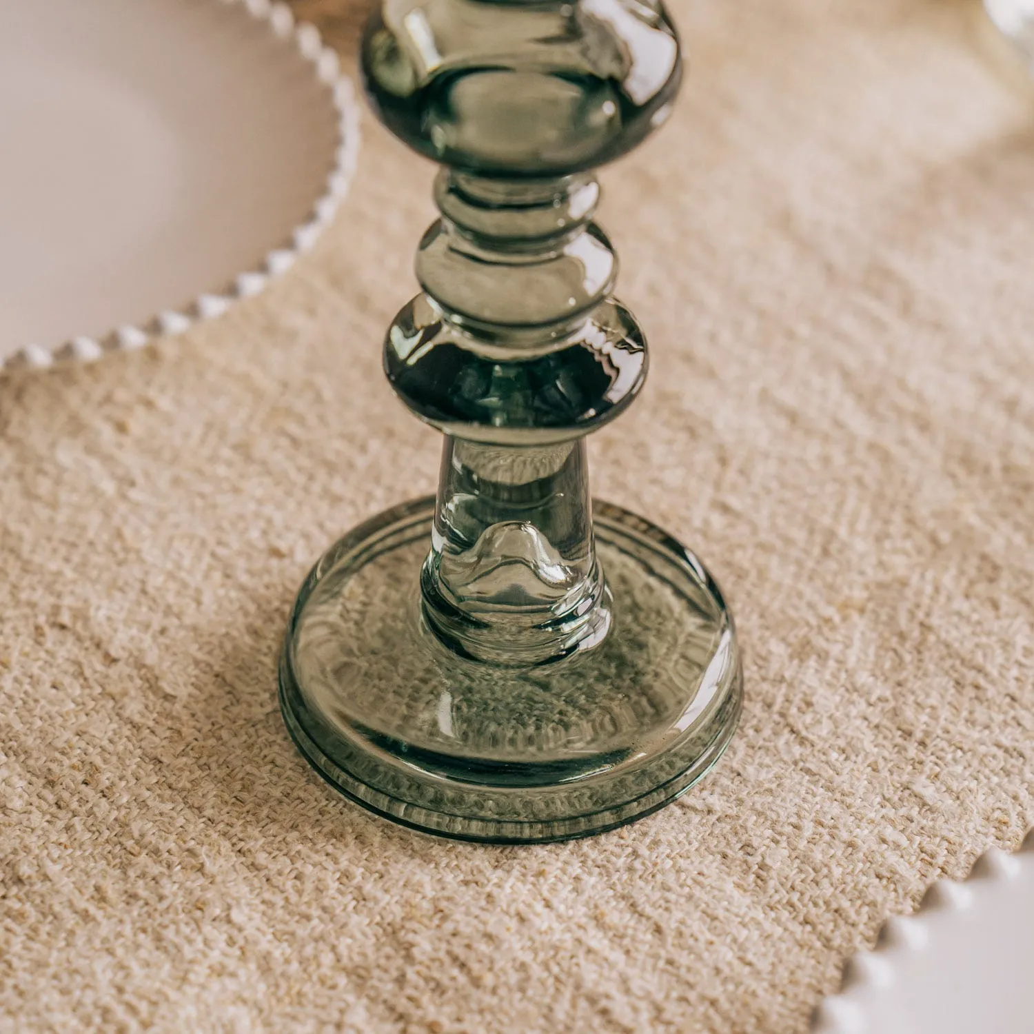 Clear Glass Scalloped Candle Holder