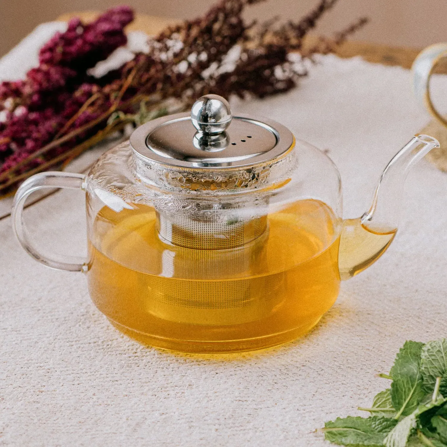 Clear Glass Tea Pot with Infuser - Glass, Stainless Steel