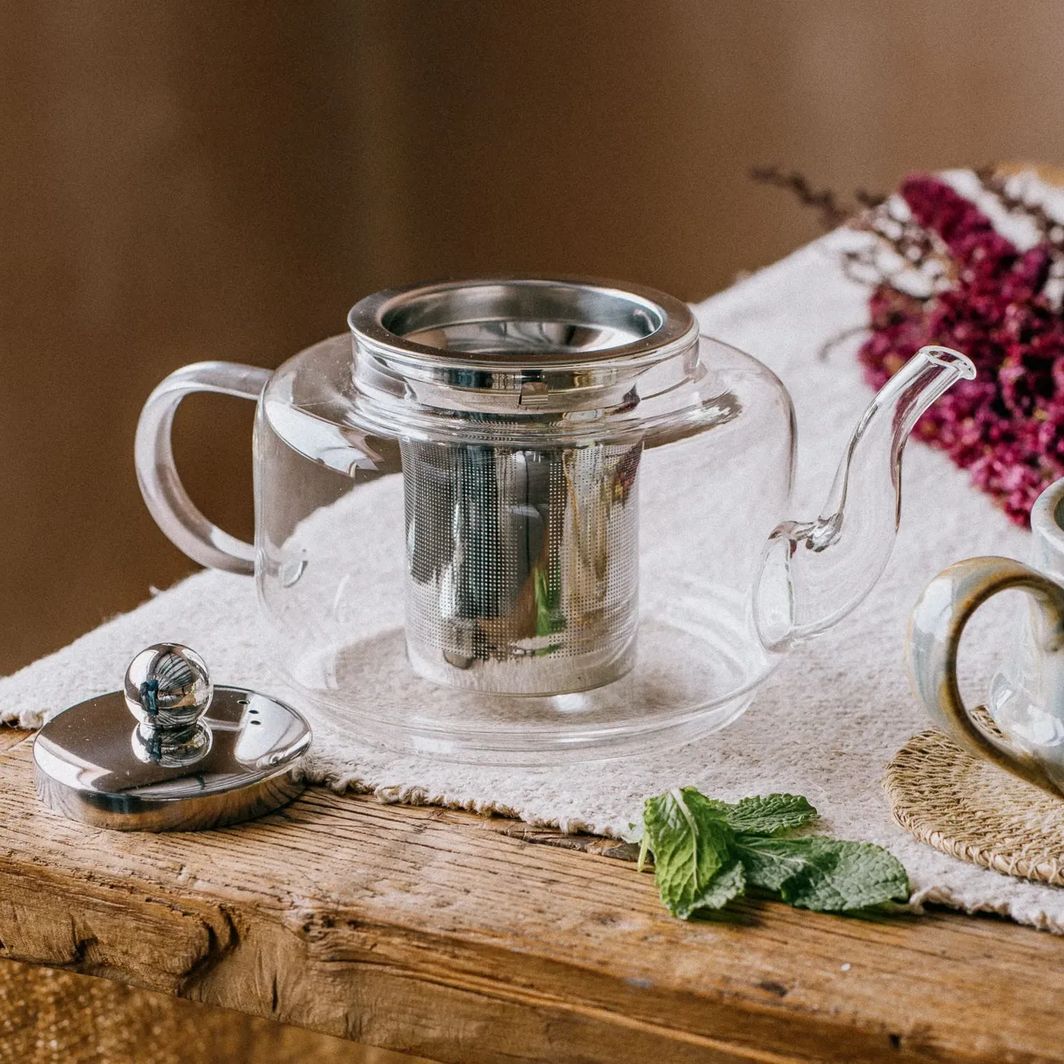 Clear Glass Tea Pot with Infuser - Glass, Stainless Steel