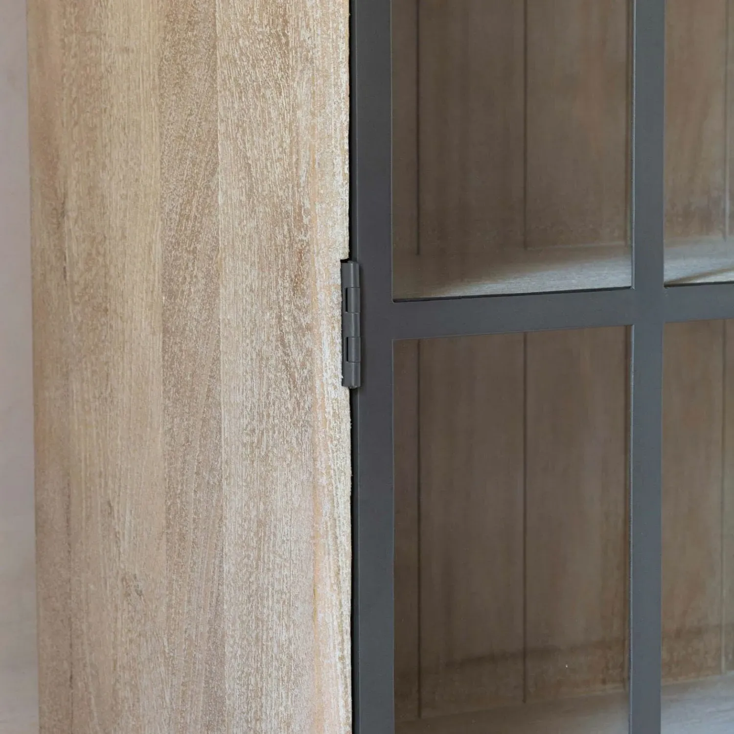 Clemens Wooden and Glass Cabinet - Black, Mango Wood