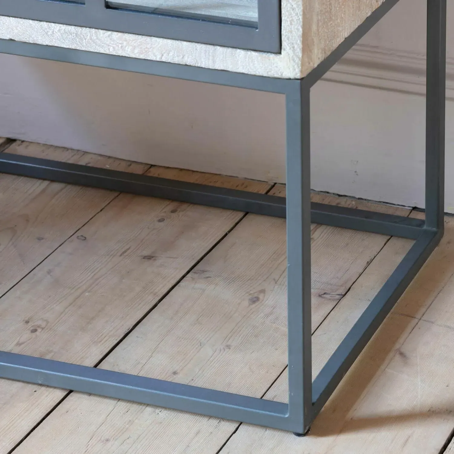 Clemens Wooden and Glass Cabinet - Black, Mango Wood