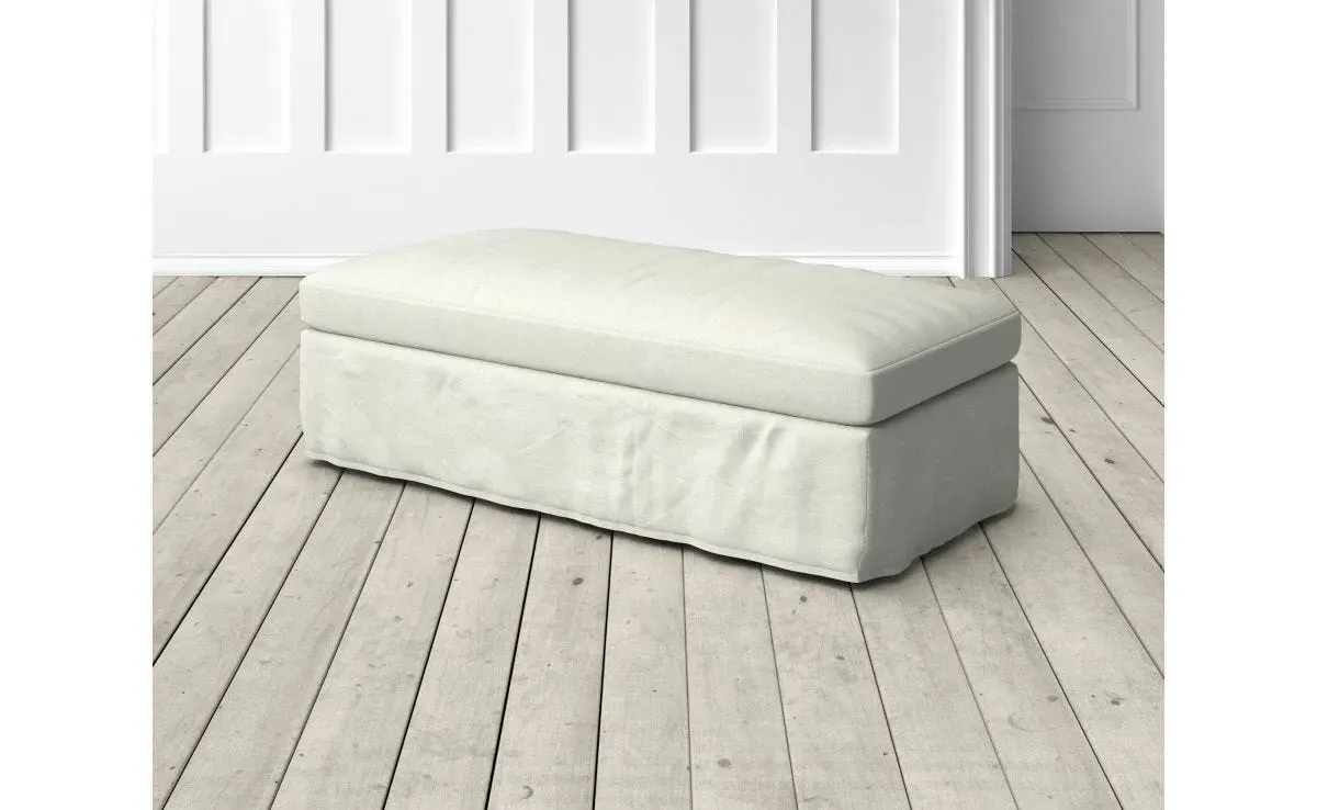 Clementine Footstool - Light Beige, Linen