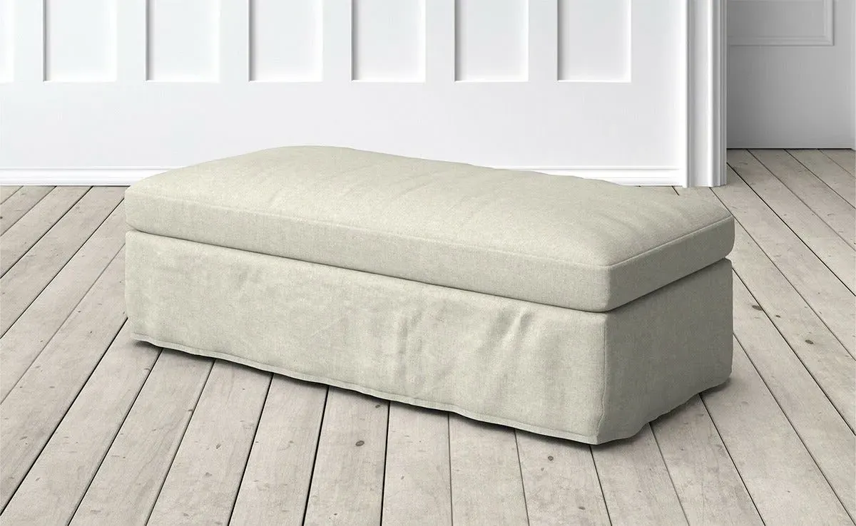 Clementine Footstool - Linen, Oak