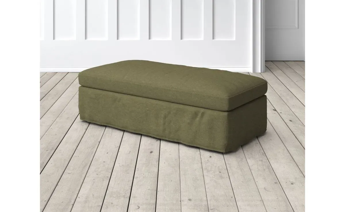 Clementine Footstool - Olive, Belgian Linen image