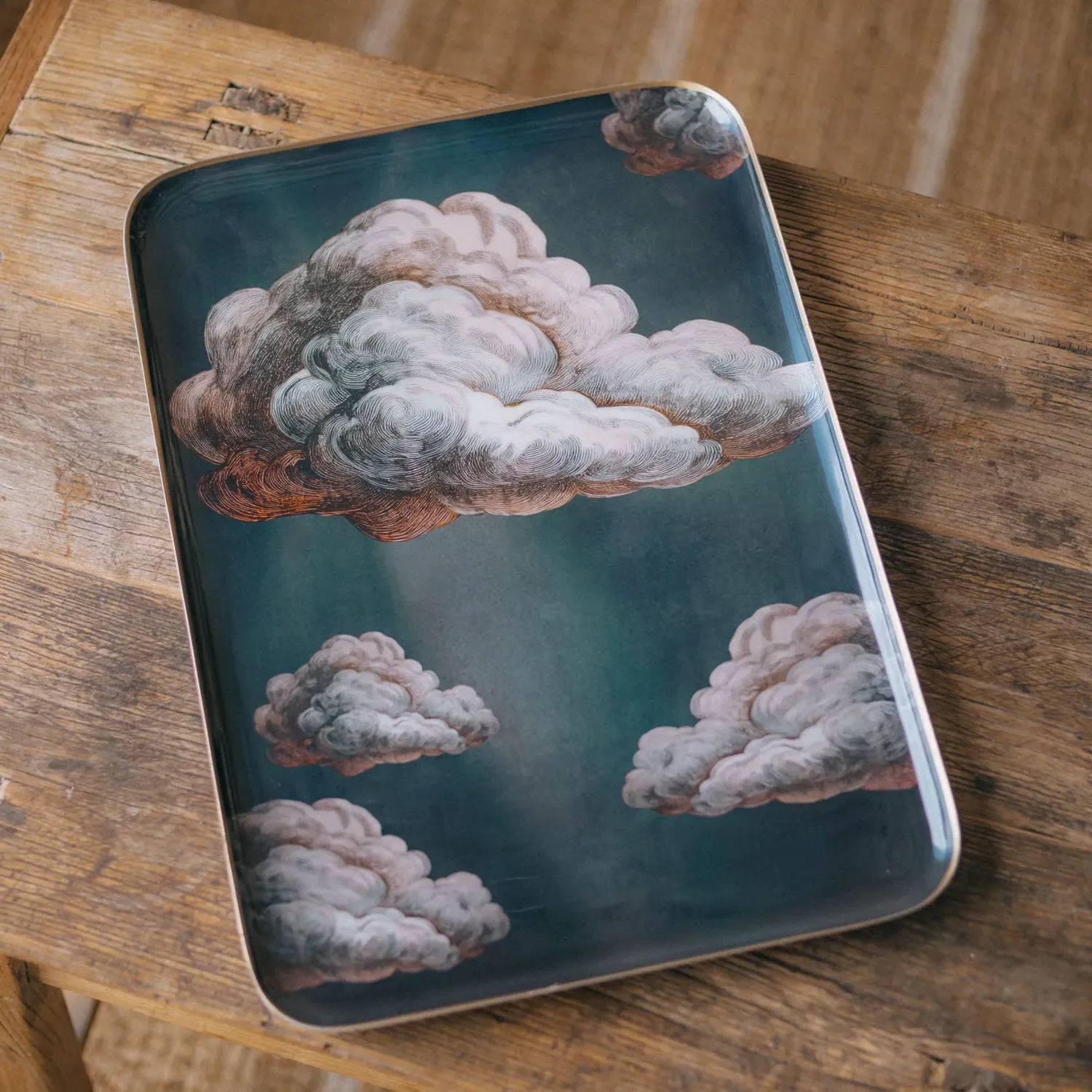 Clouds Large Tray - Gold, Enamelled Aluminium