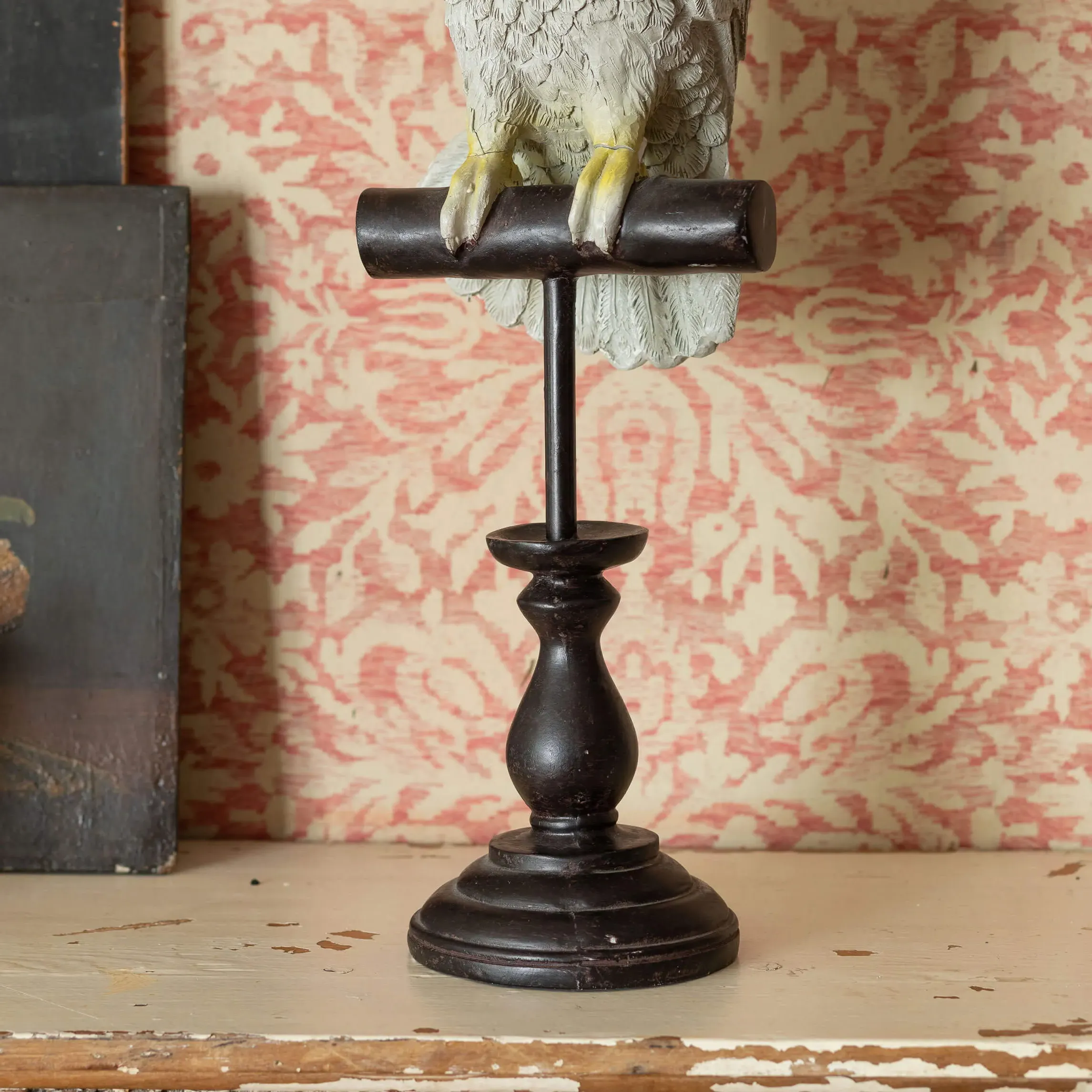 Cockatoo on Perch Ornament - White, Resin