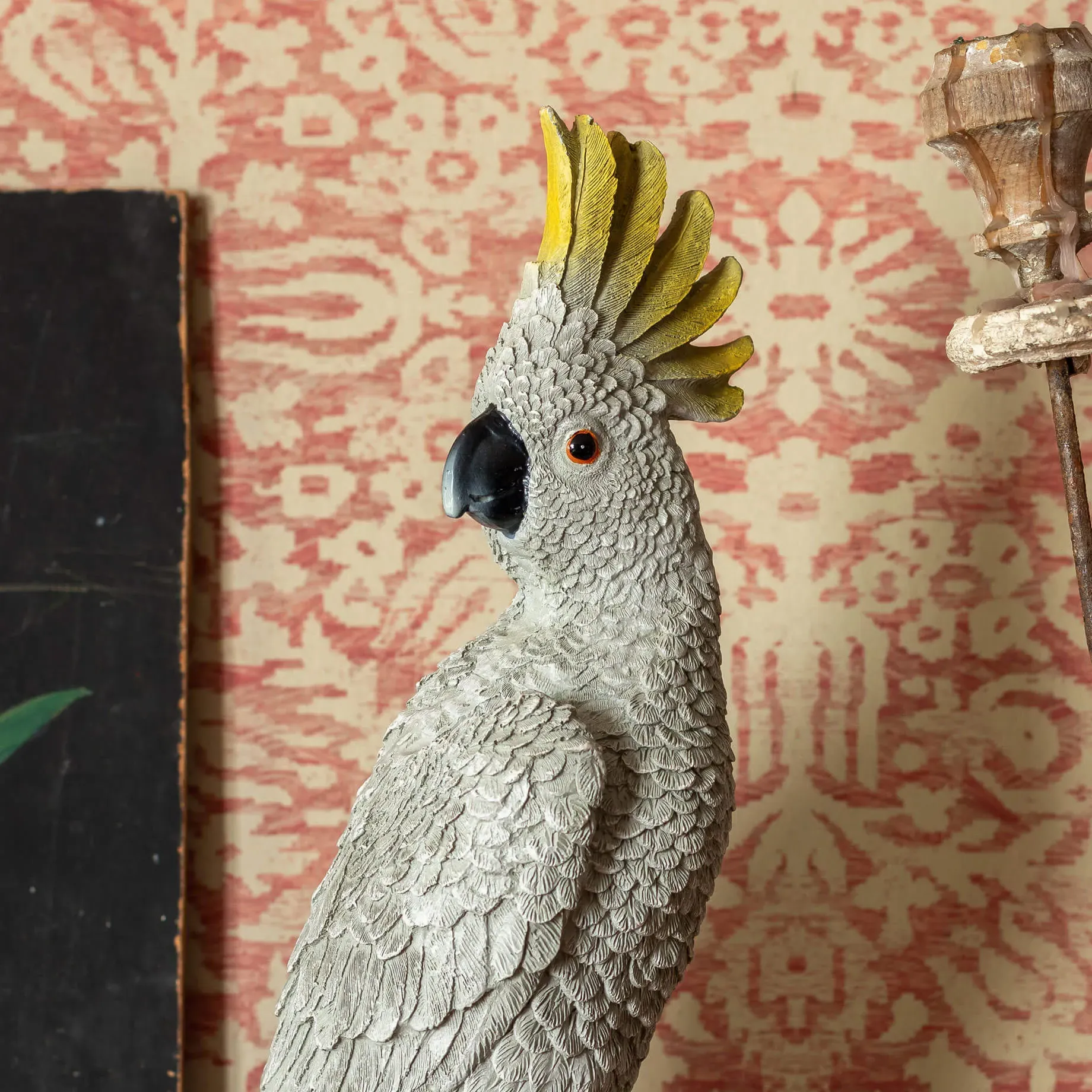 Cockatoo on Perch Ornament - White, Resin