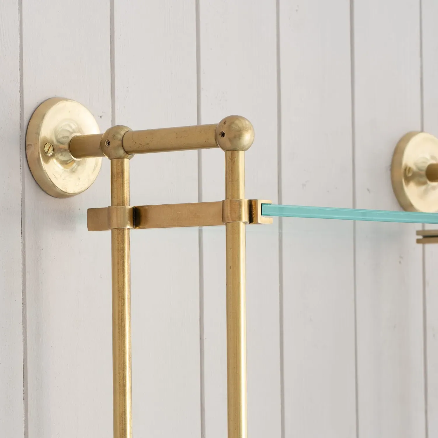 Colette Three Tier Wall Shelves - Antique Gold, Glass