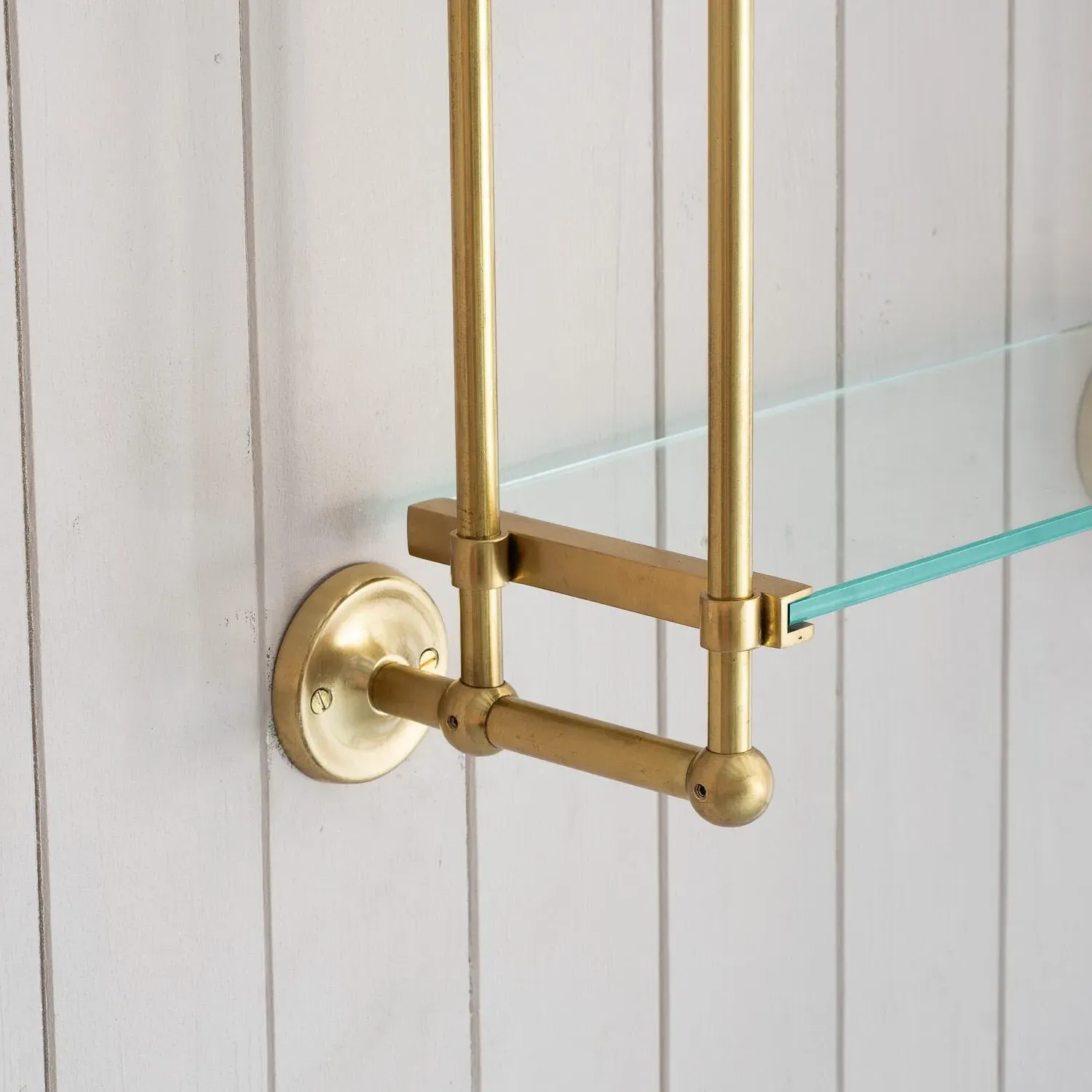 Colette Three Tier Wall Shelves - Antique Gold, Glass