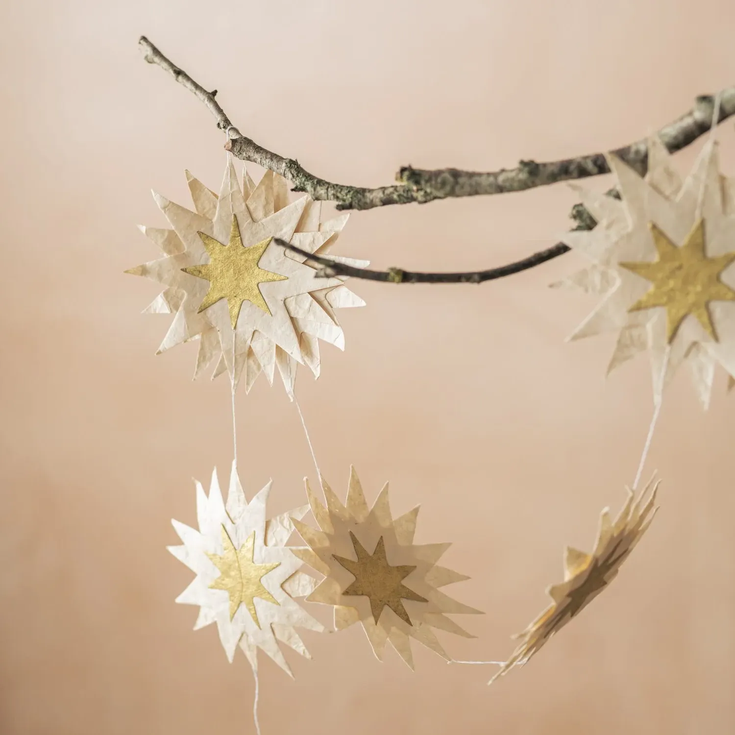 Concertina Christmas Garland - White, Gold