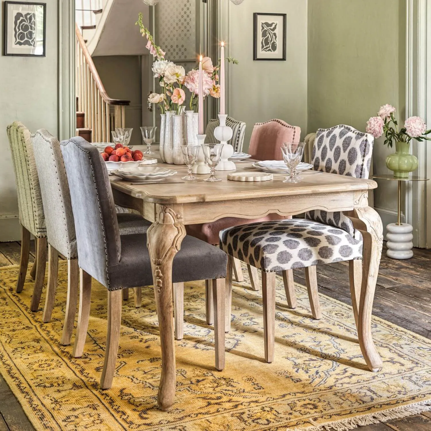 Constance Parquet Eight Seater Dining Table - Mango Wood