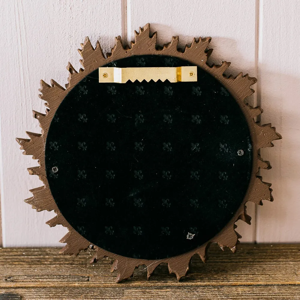 Convex Mirror with Sun Ray Frame - Antiqued Gold, Resin