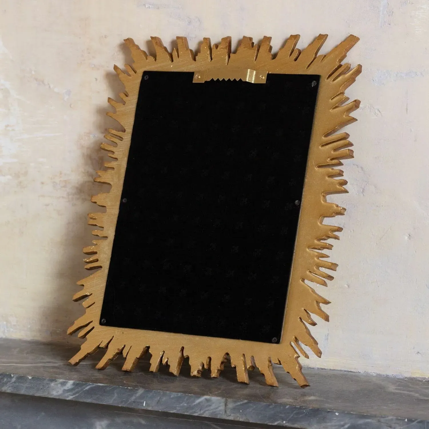 Convex Rectangular Wall Mirror - Gold