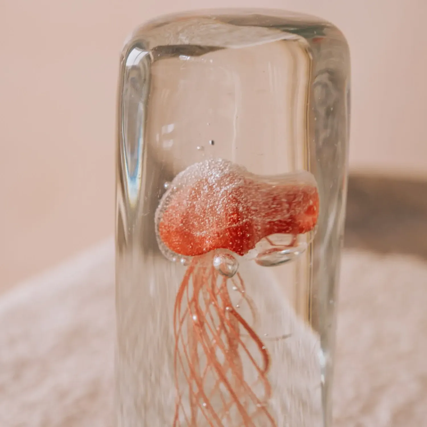 Coral Jellyfish Glass Ornament - Coral