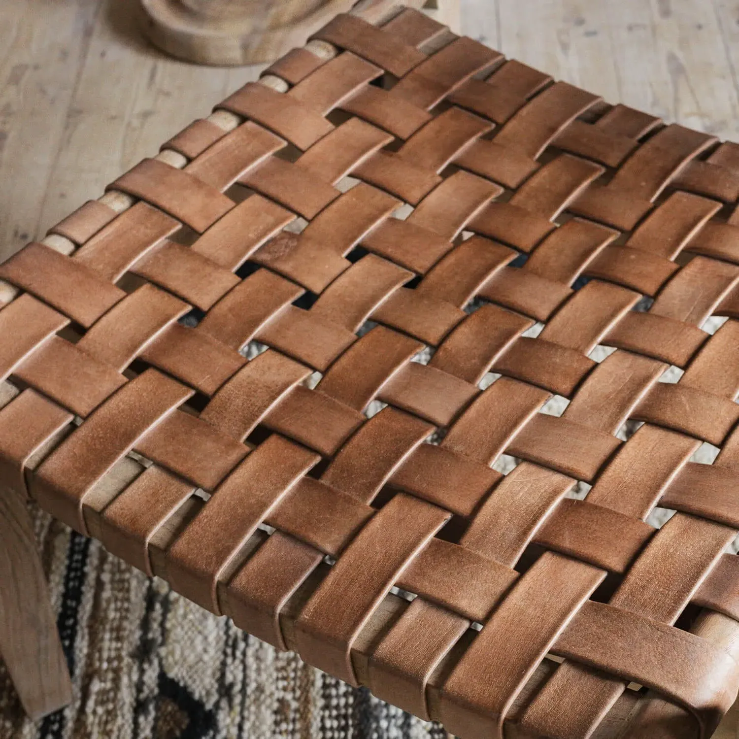 Corey Woven Leather Armchair - Golden Brown