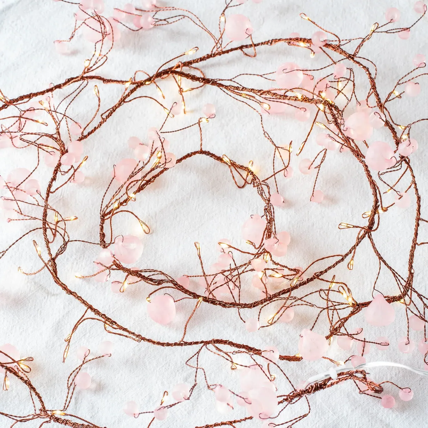 Crystal Blossom String Lights with Timer - Pink