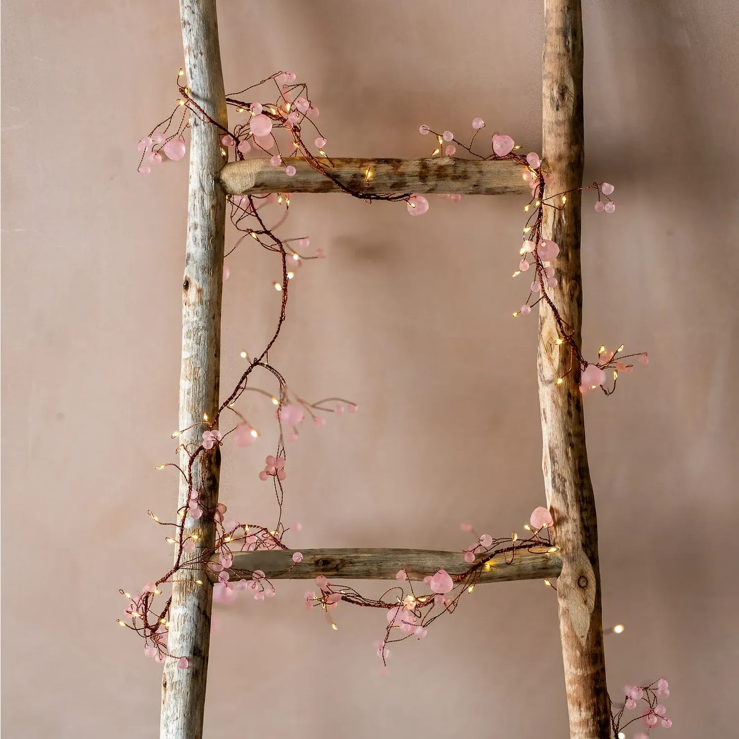 Crystal Blossom String Lights with Timer - Pink