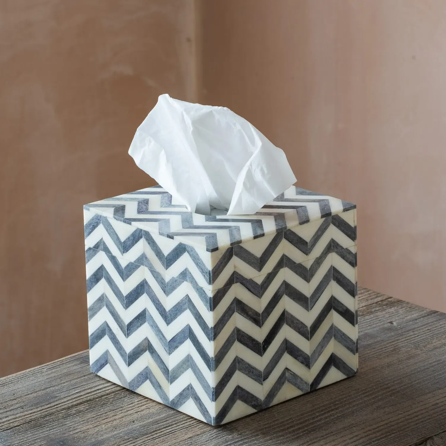 Cube Tissue Box - Grey & White, Bone image