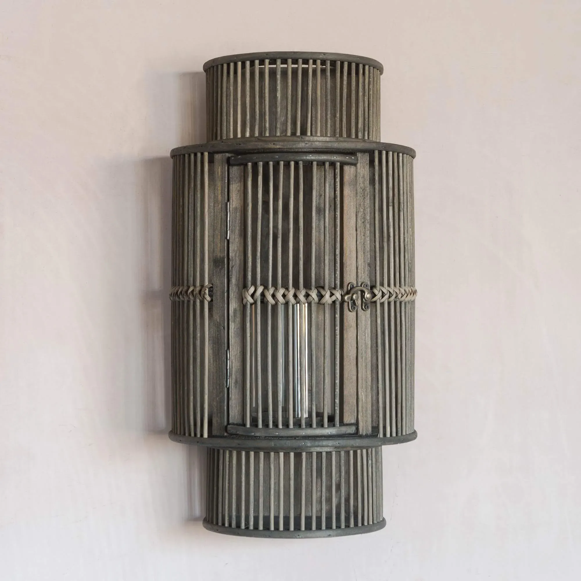 Curved Bamboo Lantern - Black image