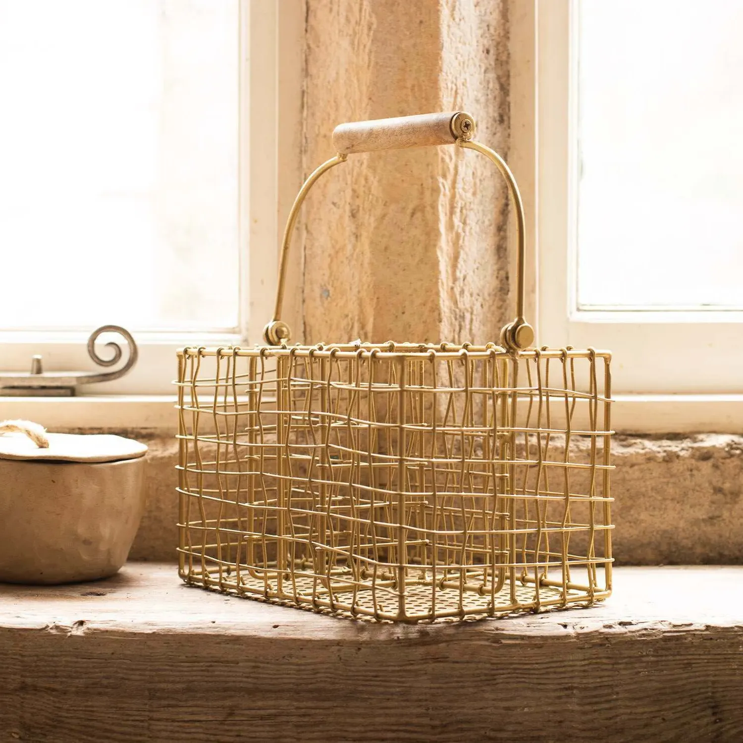 Cutlery Holder with Handle - Antique Brass, Iron