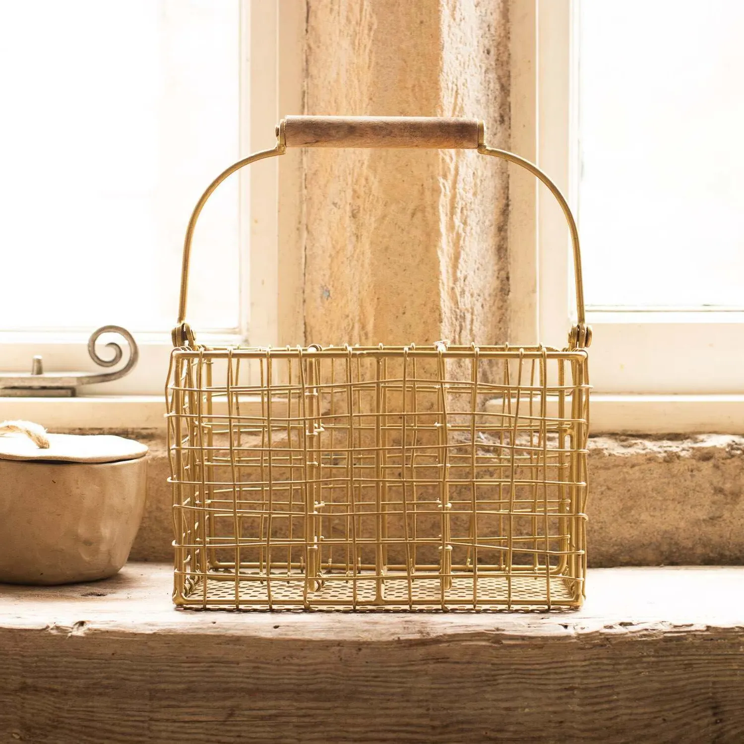 Cutlery Holder with Handle - Antique Brass, Iron