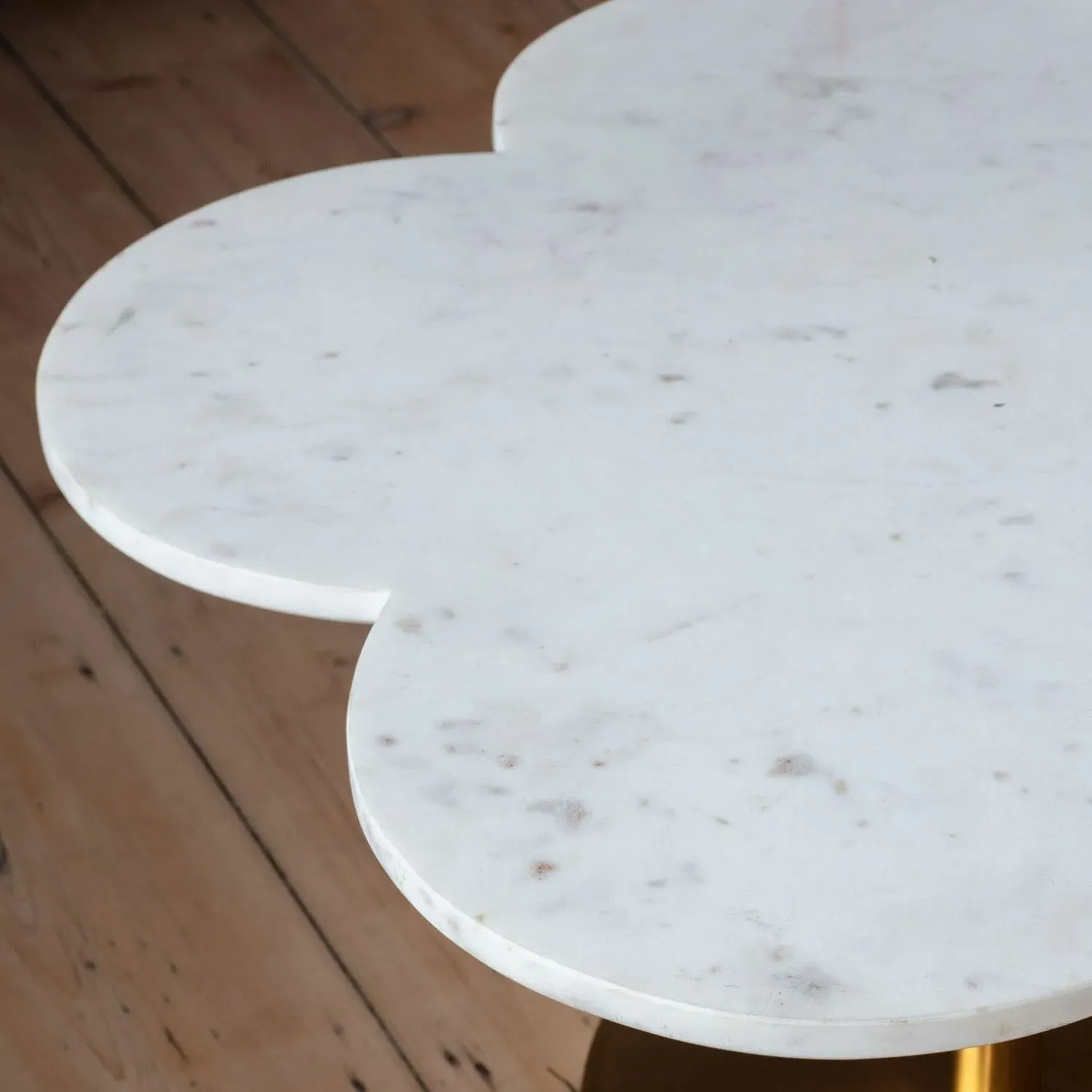 Daisy Round Coffee Table - White, Marble