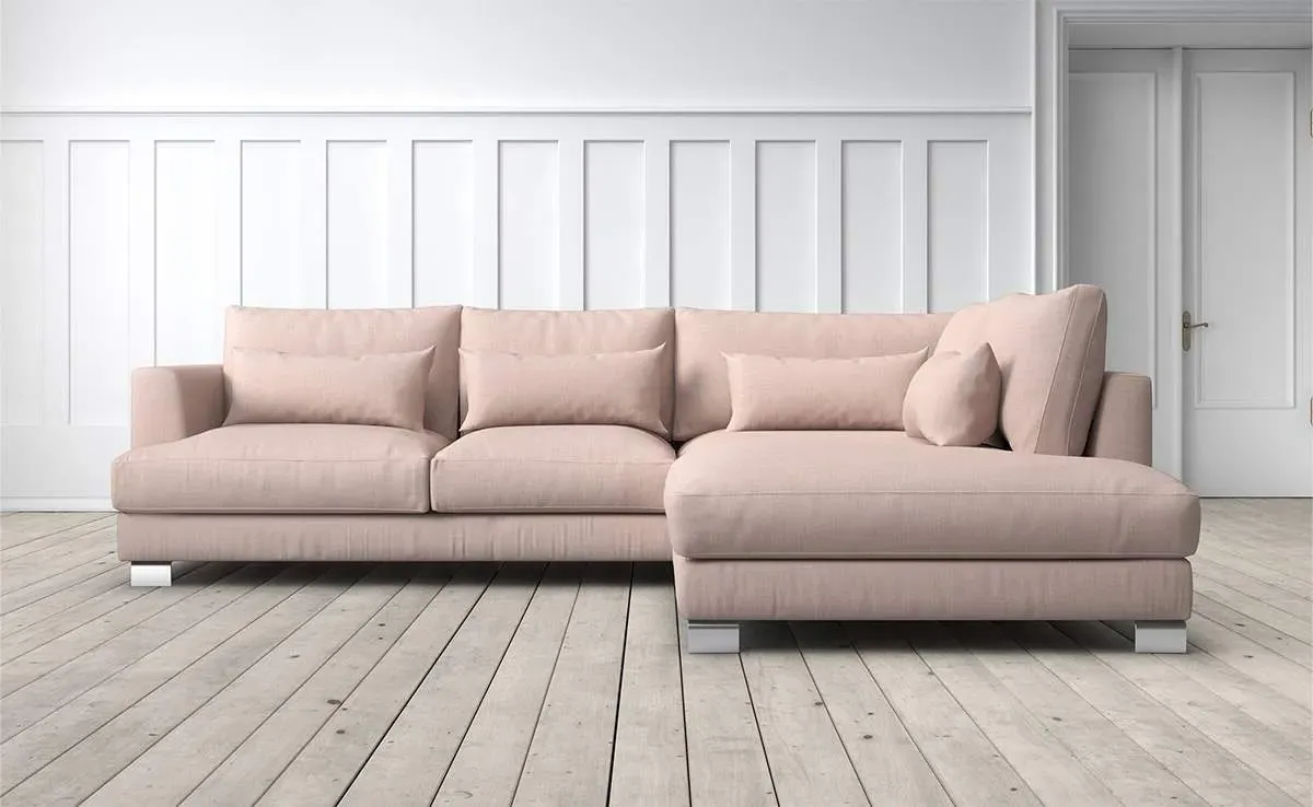 Dakota 2-Seater Left Chaise Sofa - Powder Pink