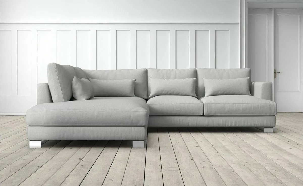 Dakota 2-Seater Right Chaise Sofa - Grey Beige