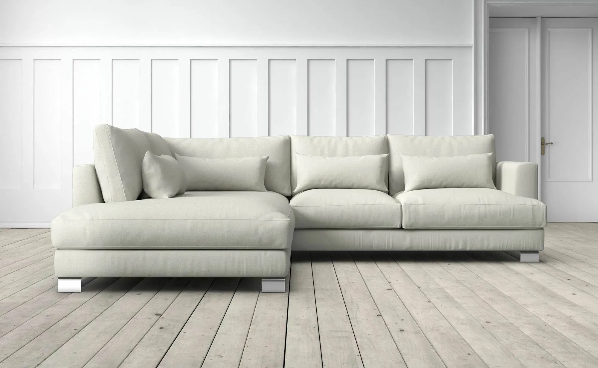 Dakota 2-Seater Right Chaise Sofa - Light Beige