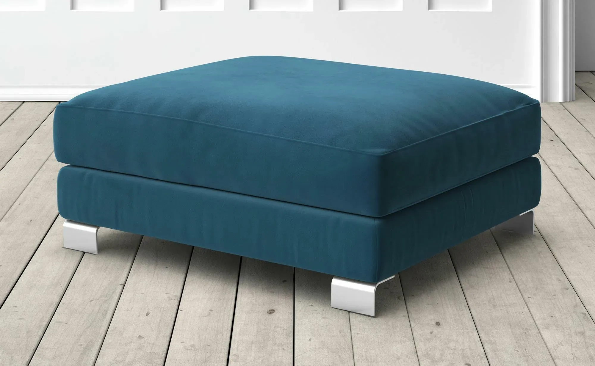 Dakota Large Footstool - Cornflower Blue, Velvet